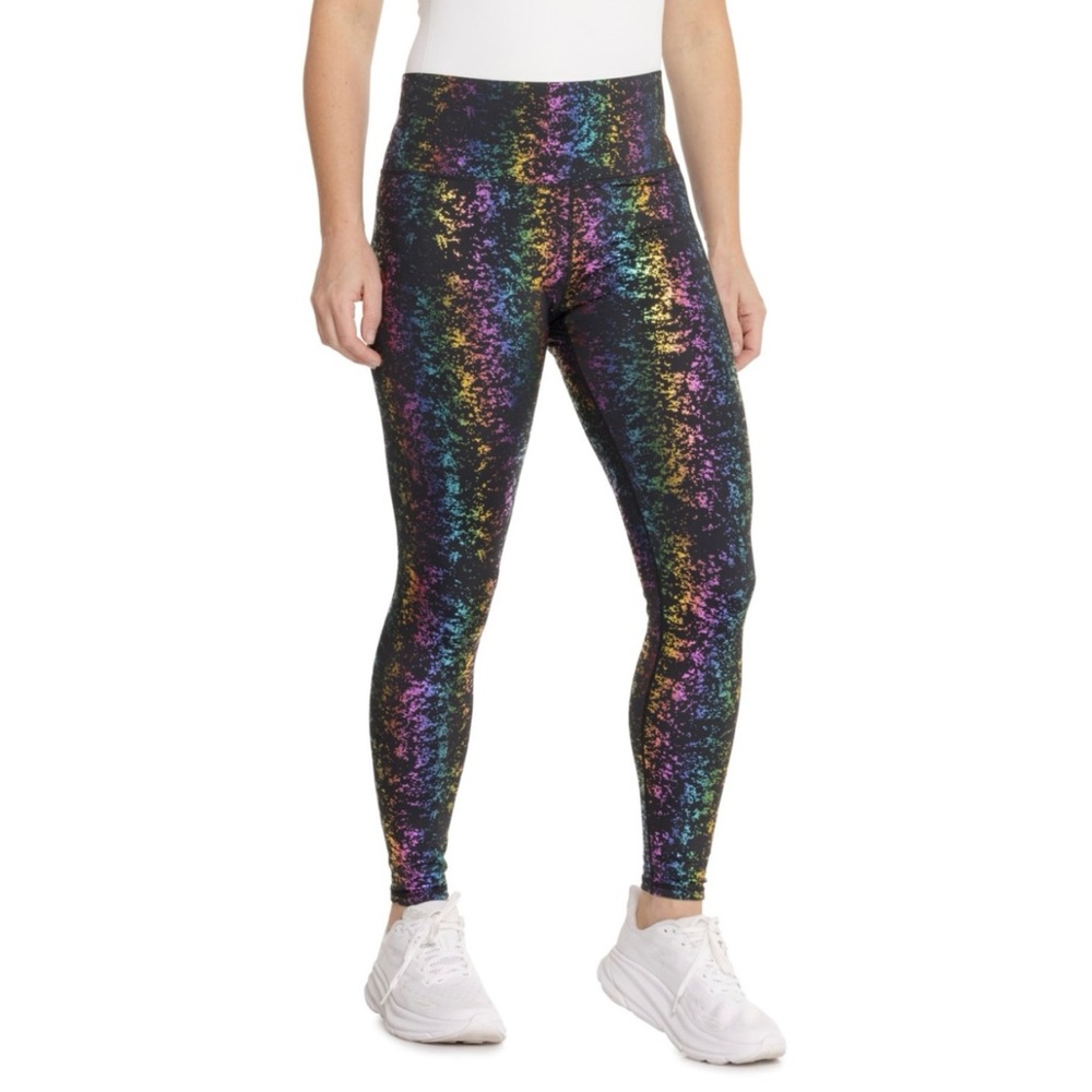 Terez Black Rainbow Foil Haze Uplift Leggings XXS